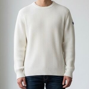North Sails Mens Wool Blend Crew Neck Sweater Rib Knit Minimalist Preppy Medium